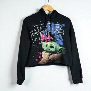 Star Wars Yoda Women’s Size Large Cropped Hooded Sweatshirt Pullover